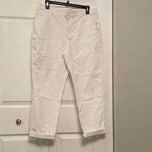 NWT Amazon Essentials Women’s Bright White Cotton  Blend Pants Size 12